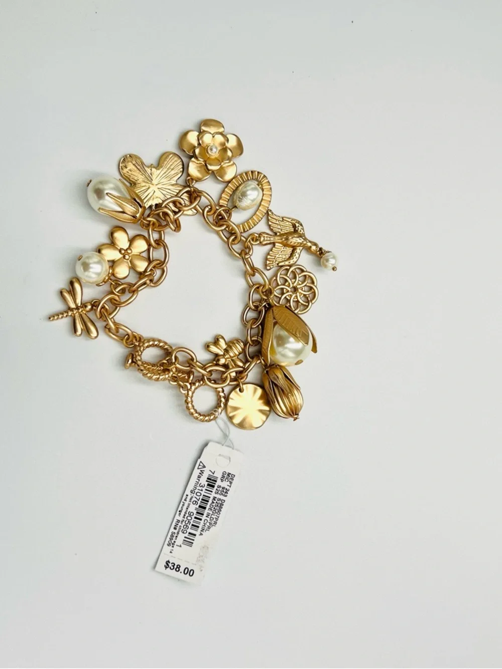 Gold-Tone Pearl Charm Bracelet - Picture 3 of 4
